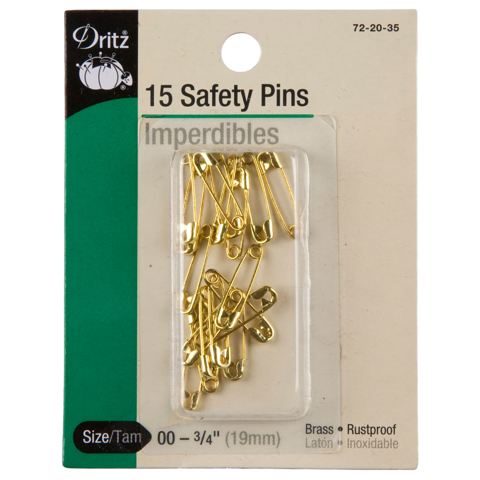 DritzBrass Safety Pins Size 00-3/4" - 15ct DritzBrass Safety Pins Size 00-3/4" - 15ct