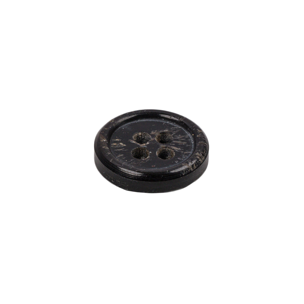 Black Horn Button - 24L/15mm Folded Black Horn Button - 24L/15mm Folded