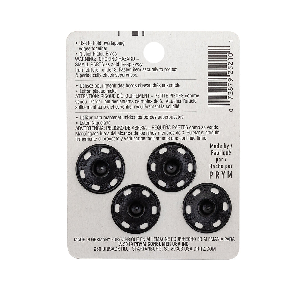 Dritz 4 Black Sew On Snaps - Size 10 Detail Dritz 4 Black Sew On Snaps - Size 10 Detail
