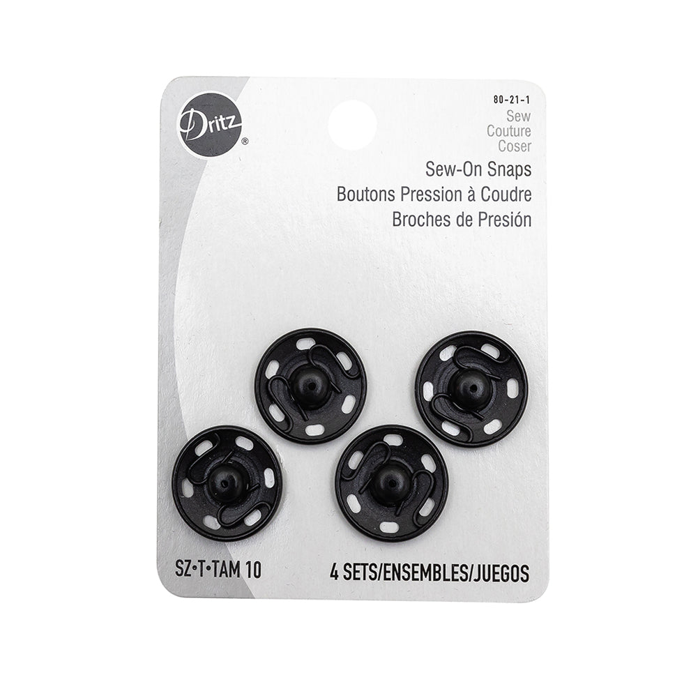 Dritz 4 Black Sew On Snaps - Size 10 Dritz 4 Black Sew On Snaps - Size 10