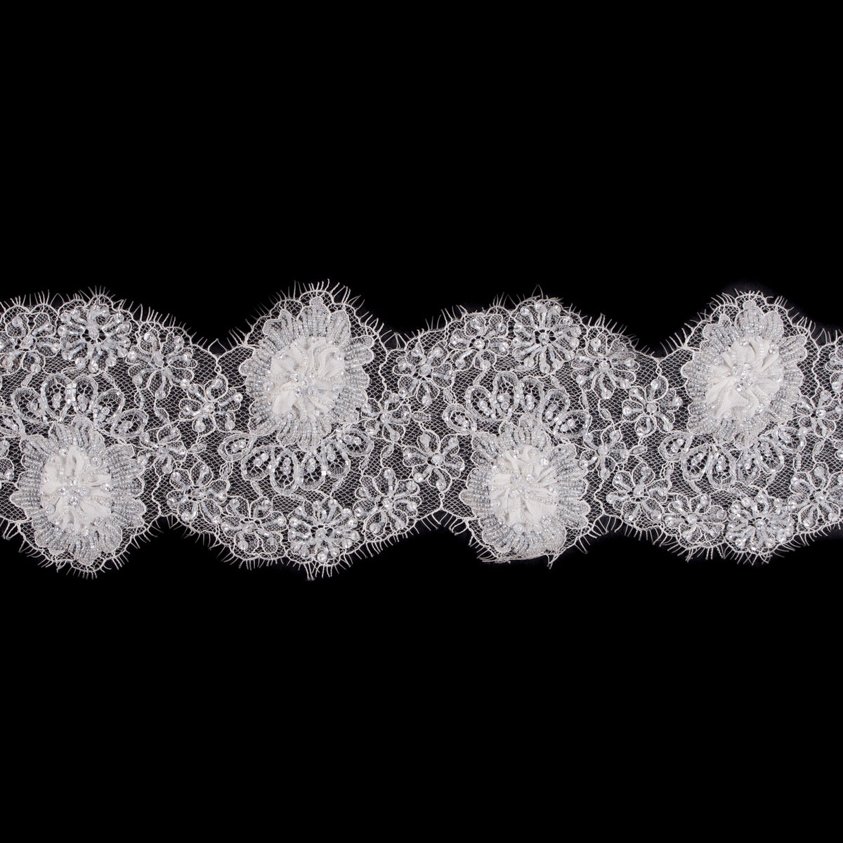 White Beaded Lace Trim - 4.5" White Beaded Lace Trim - 4.5"