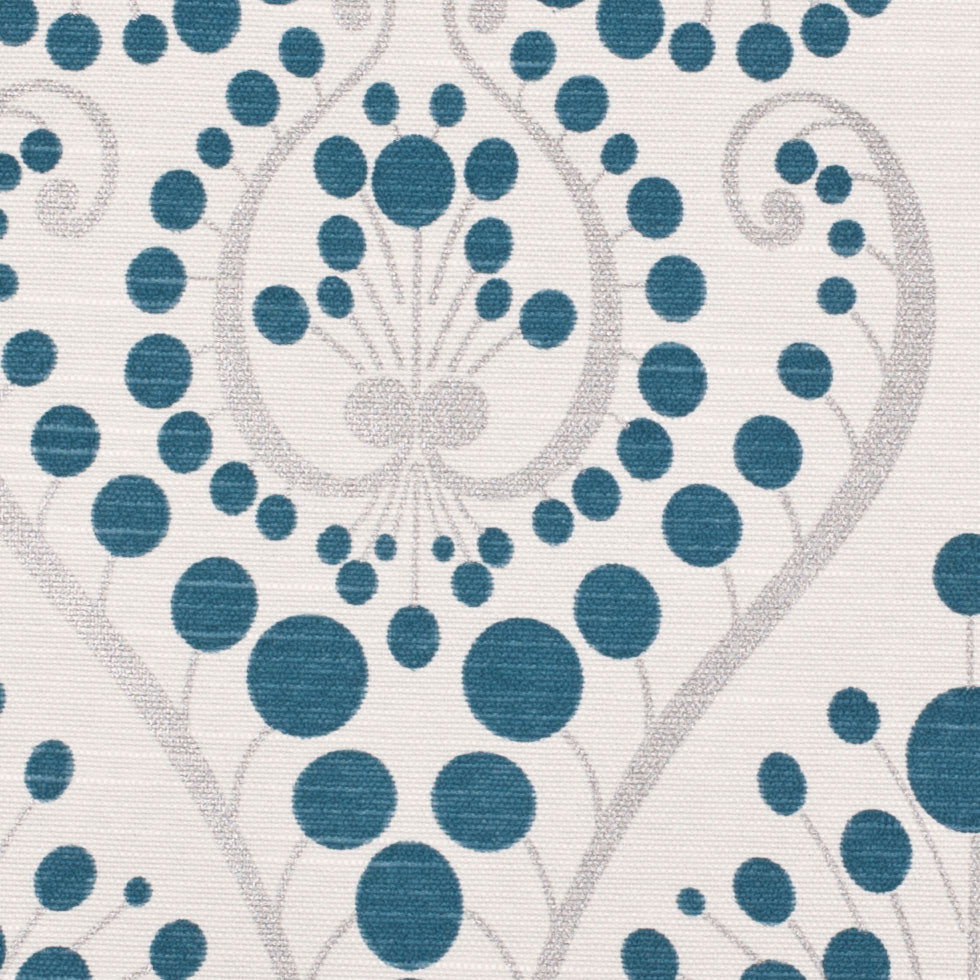 Teal Blue Swirls Cotton Blend Detail Teal Blue Swirls Cotton Blend Detail