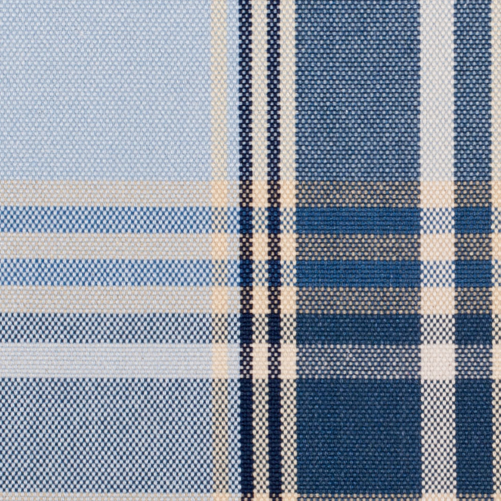 Blue Plaid Cotton Blend - Detail Blue Plaid Cotton Blend - Detail