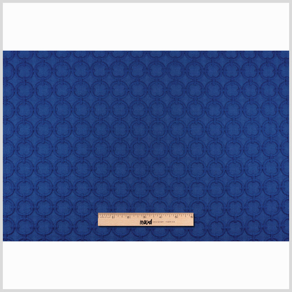 Blue Marine Geometric Embroidered Cotton-Poly Woven Full Blue Marine Geometric Embroidered Cotton-Poly Woven Full