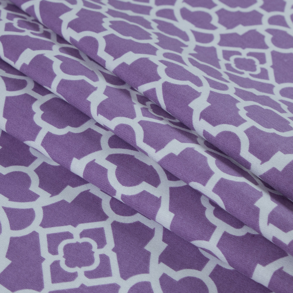 Violet Lattice Printed Cotton Twill Folded Violet Lattice Printed Cotton Twill Folded