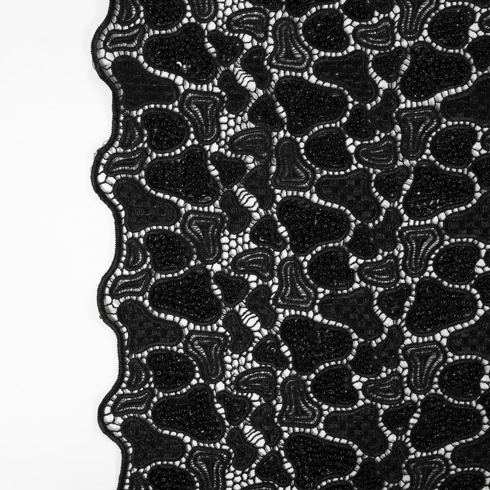 Black Fancy Beaded Guipure Lace Black Fancy Beaded Guipure Lace