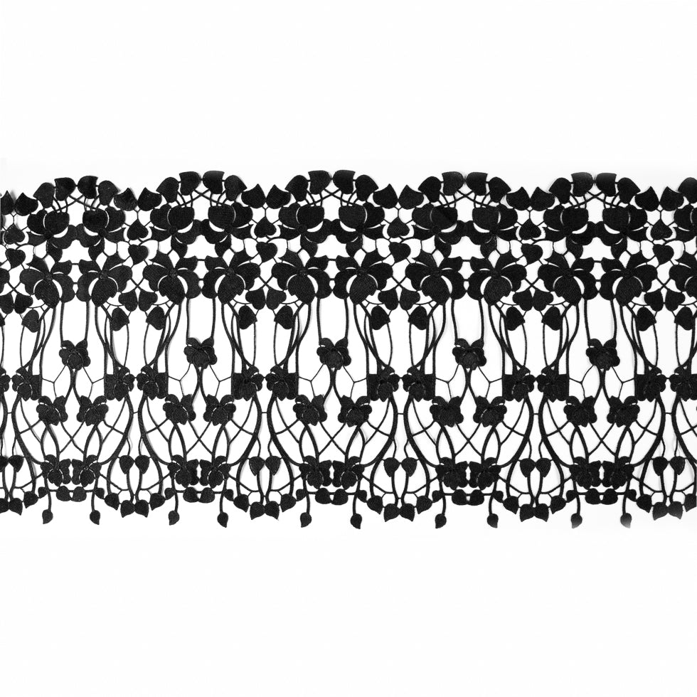 Metallic Black Floral Lace Trim - 16 Metallic Black Floral Lace Trim - 16