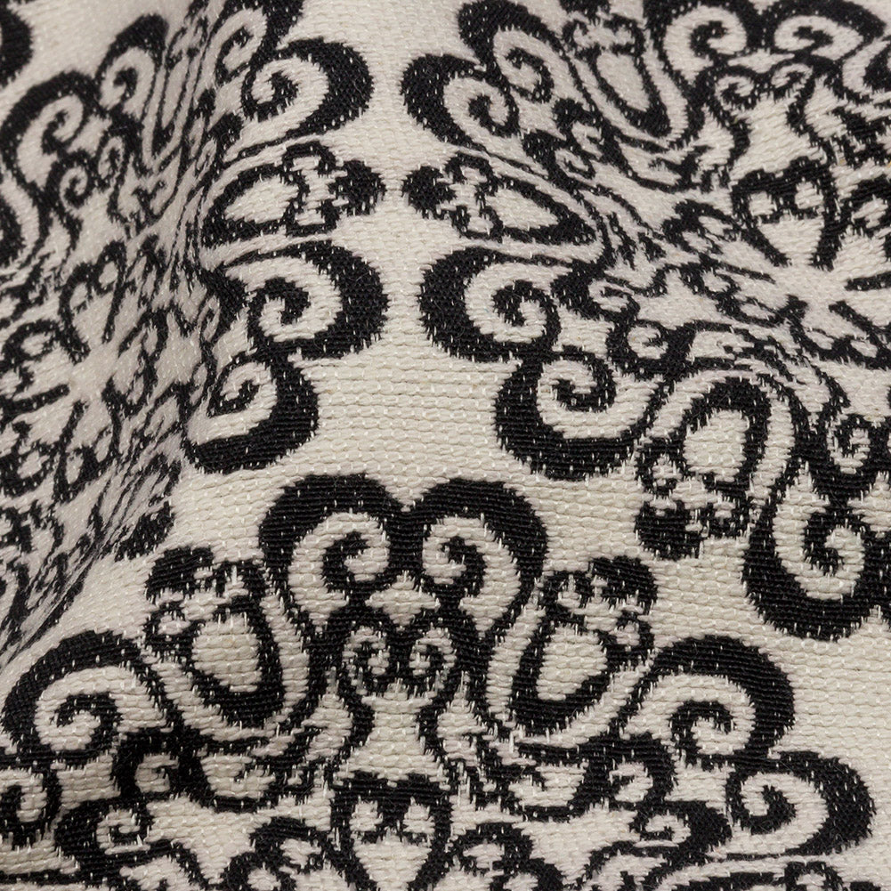 Black and Ivory Medallion Poly-Cotton Jacquard Detail Black and Ivory Medallion Poly-Cotton Jacquard Detail