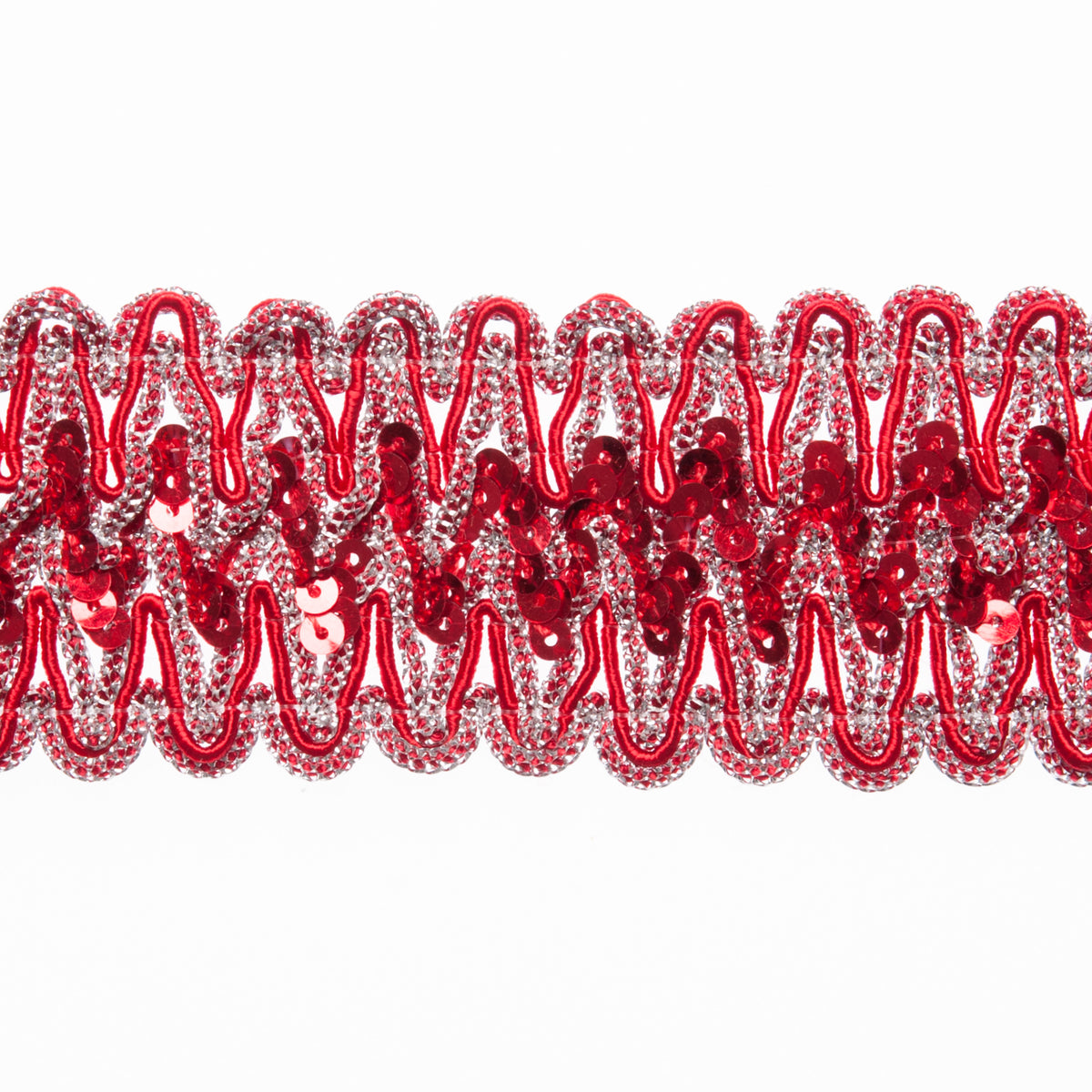 1.75" Metallic Red Sequin Braid Trimming 1.75" Metallic Red Sequin Braid Trimming