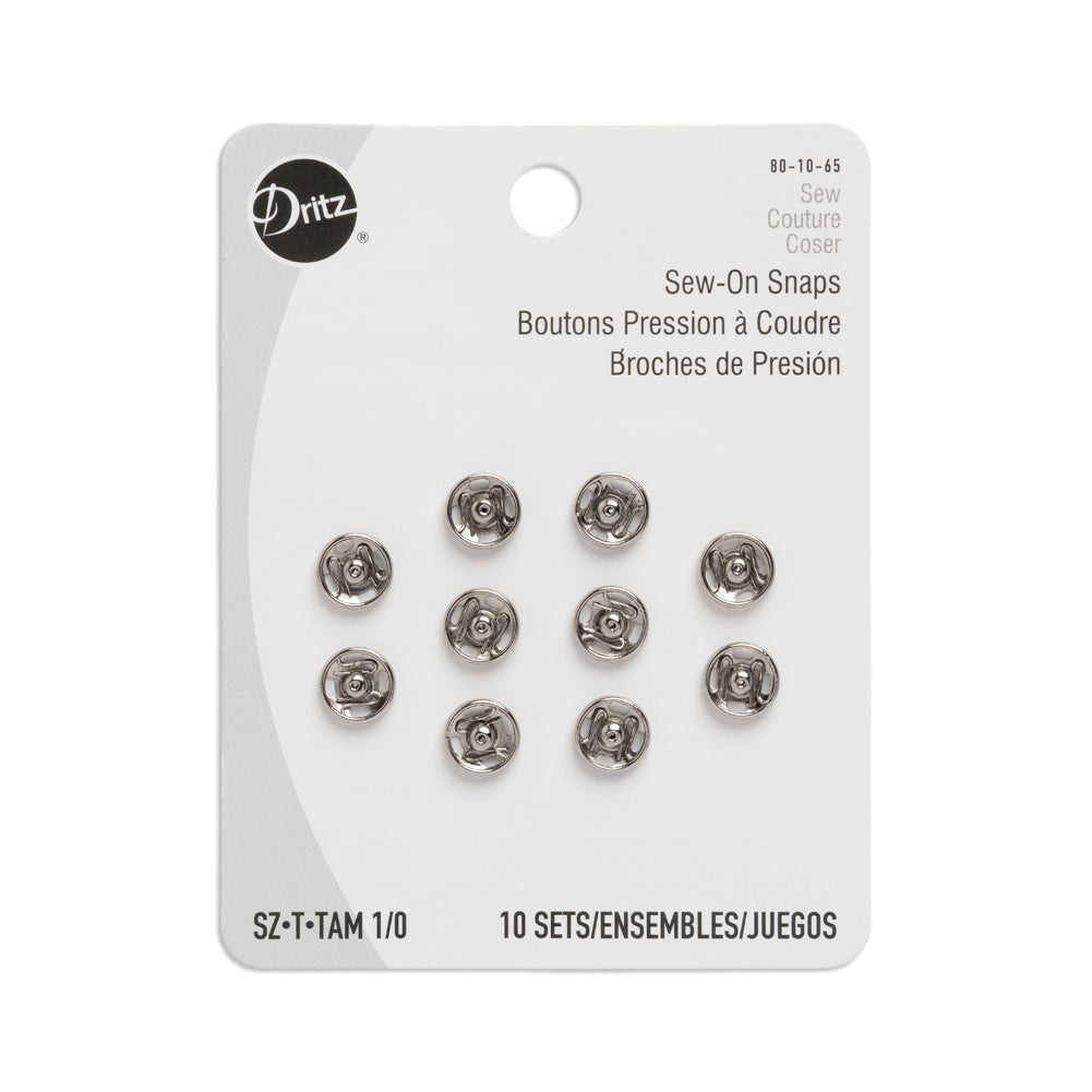 Dritz Sew On Snaps - Nickel, Size 1/0 - 10ct Dritz Sew On Snaps - Nickel, Size 1/0 - 10ct