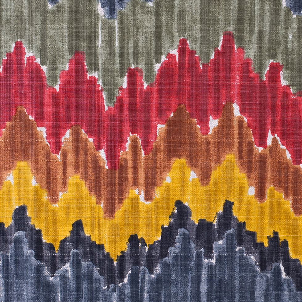Gray/Red Flamestitch Cotton-Blend Woven Gray/Red Flamestitch Cotton-Blend Woven