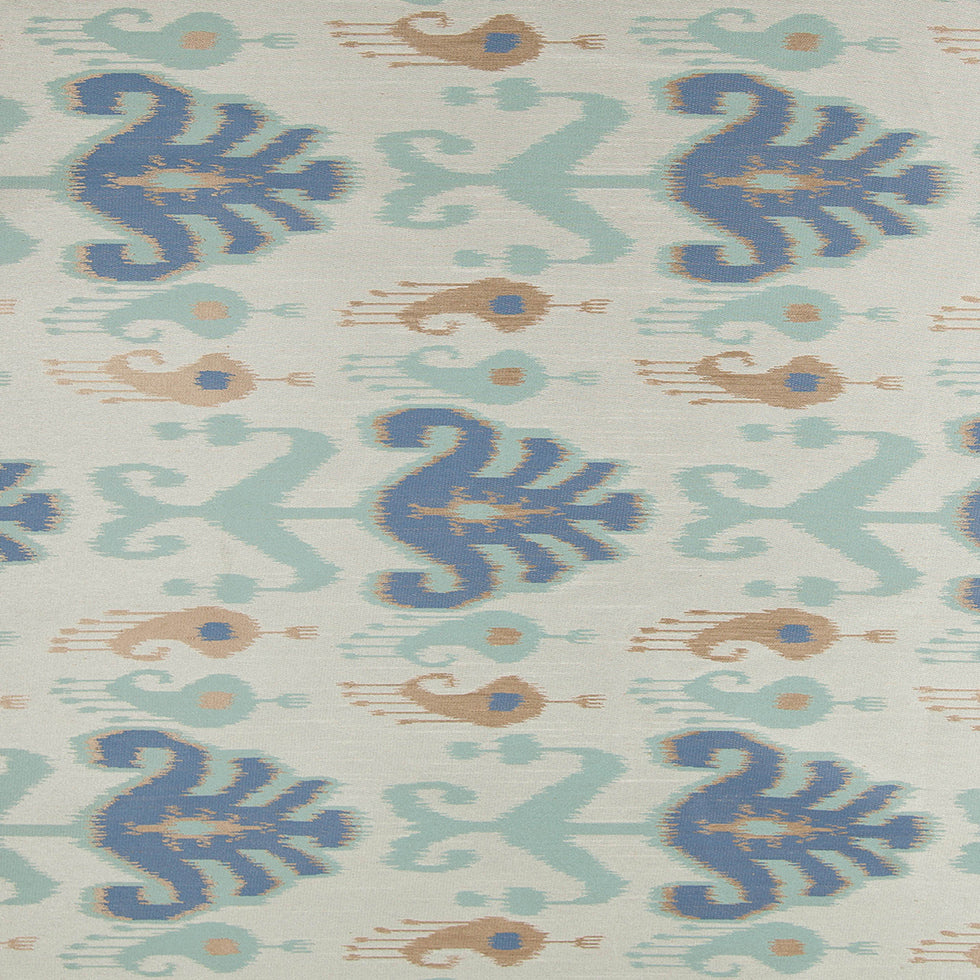 Aqua Double-Wide Ikat Print Poly Woven Aqua Double-Wide Ikat Print Poly Woven