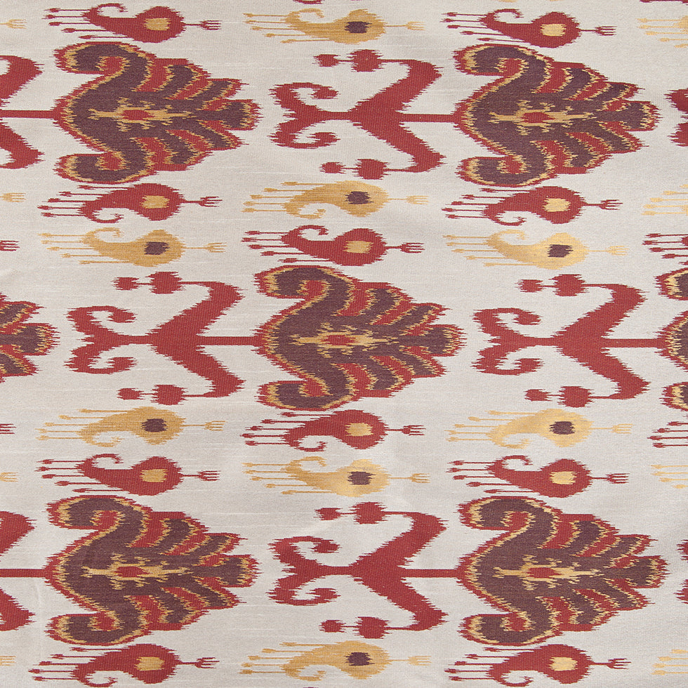 Rust, Brown and Gold Double-Wide Ikat Print Poly Woven Rust, Brown and Gold Double-Wide Ikat Print Poly Woven
