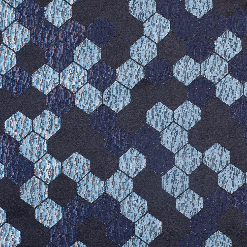 "Cells" Black and Aqua Poly Brocade "Cells" Black and Aqua Poly Brocade