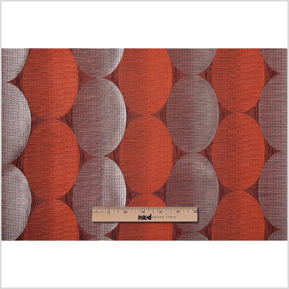 Rust/Taupe Rows of Ovals Textured Jacquard - Full Rust/Taupe Rows of Ovals Textured Jacquard - Full