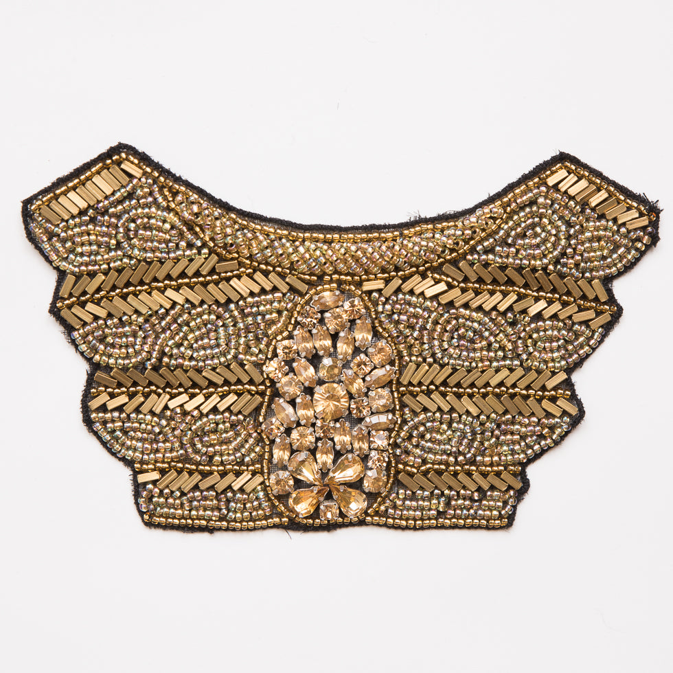 Gold and Black Beaded Rhinestone Applique - 5.5" Gold and Black Beaded Rhinestone Applique - 5.5"