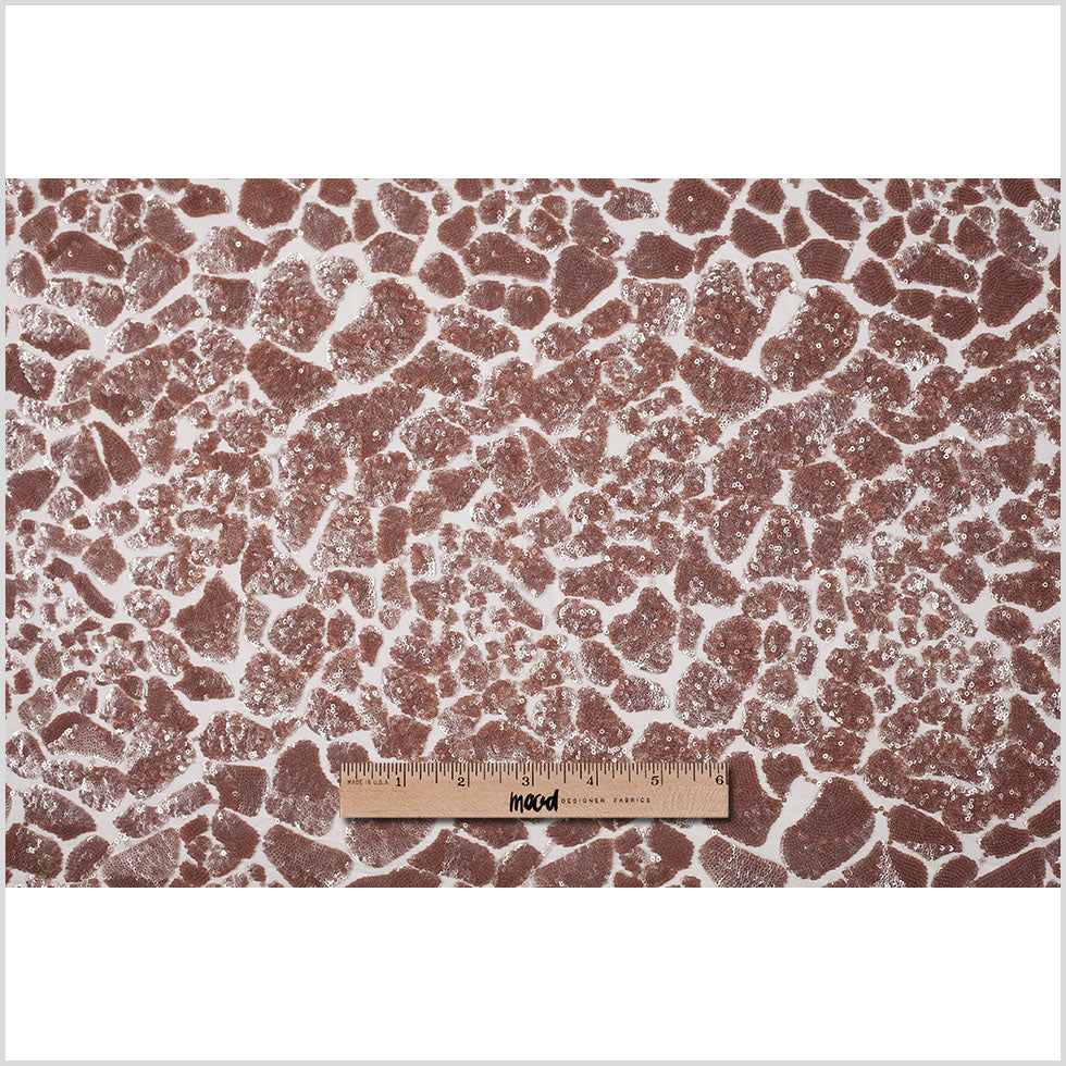 Rose Gold Baby Sequins "Splotches" on Mesh Full Rose Gold Baby Sequins "Splotches" on Mesh Full