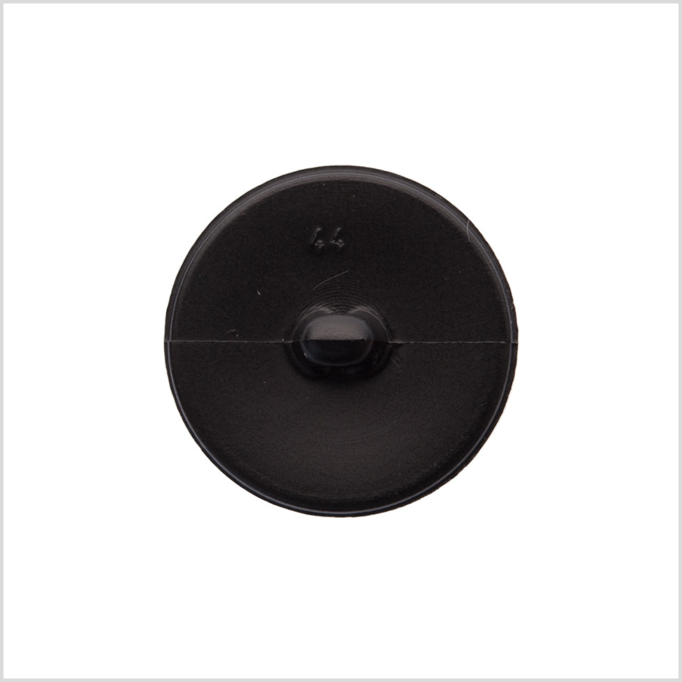 Italian Black Top-Stitched Plastic Shank Back Button - 44L/28mm Detail Italian Black Top-Stitched Plastic Shank Back Button - 44L/28mm Detail