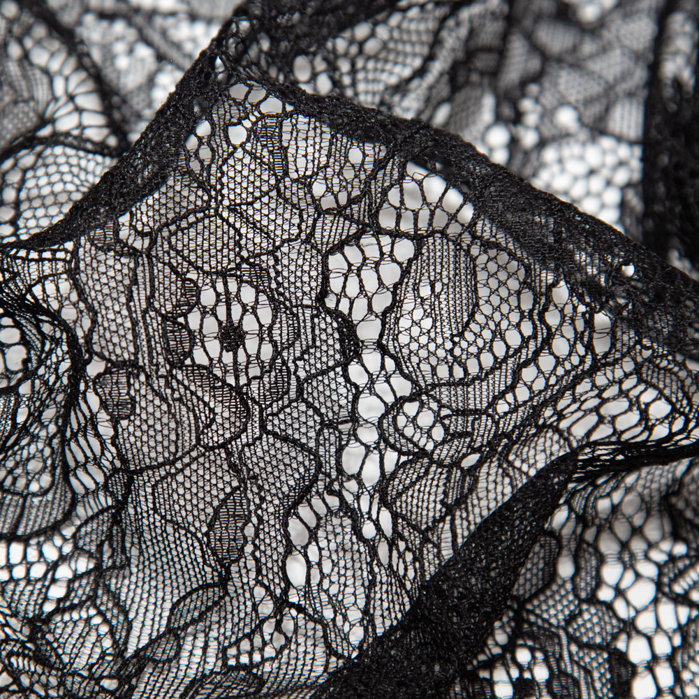 Jet Black Corded Floral Stretch Lace Full Jet Black Corded Floral Stretch Lace Full