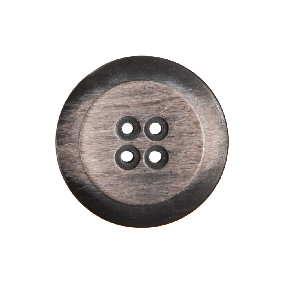 Plastic 4-Hole Button Made in Italy - 36L/23mm - Taupe and Dark Brown Striations Dish Shaped Plastic 4-Hole Button Made in Italy - 36L/23mm - Taupe and Dark Brown Striations Dish Shaped