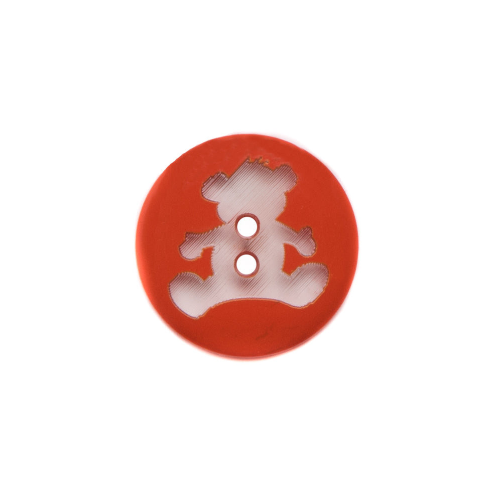 Italian Orange Teddy Bear Plastic Button - 24L/15mm Italian Orange Teddy Bear Plastic Button - 24L/15mm