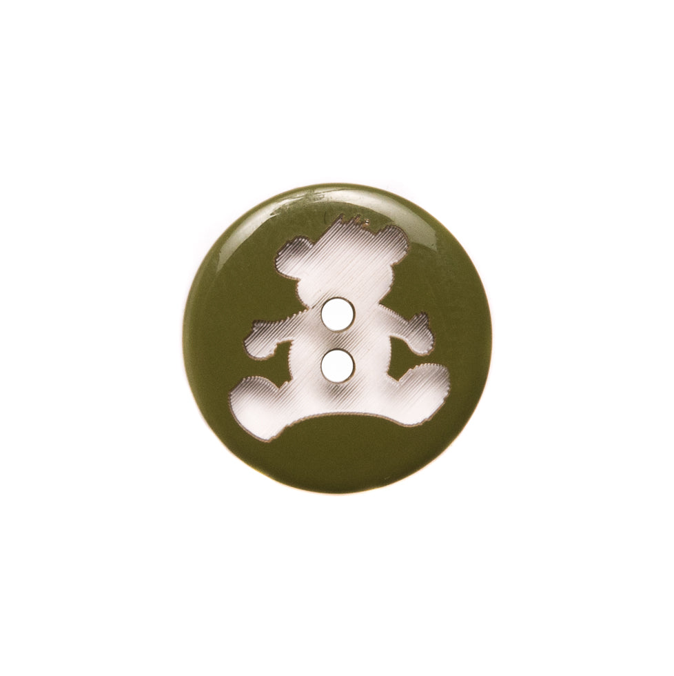 Italian Green Teddy Bear Plastic Button - 24L/15mm Italian Green Teddy Bear Plastic Button - 24L/15mm