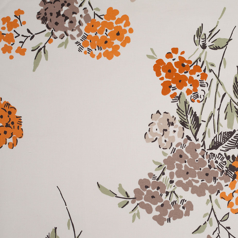 Fawn Illustrated Flowers Cotton Woven Fawn Illustrated Flowers Cotton Woven