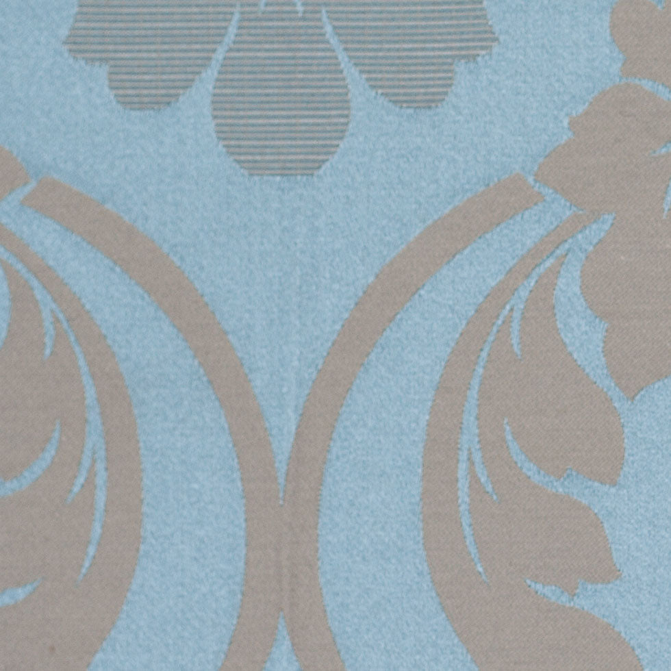 Oil Blue Floral Damask-Pattern Satin Jacquard - Detail Oil Blue Floral Damask-Pattern Satin Jacquard - Detail