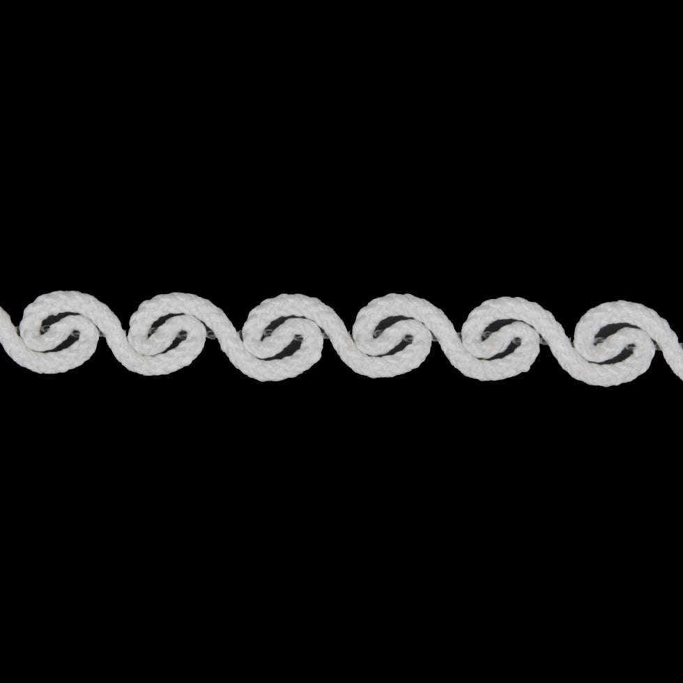 White Swirling Braided Trim - 0.5" White Swirling Braided Trim - 0.5"