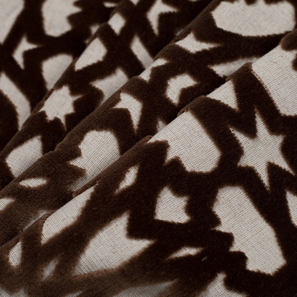 Turkish Bittersweet Brown Geometric Polyester-Acrylic-Flax Flocked Chenille - Folded Turkish Bittersweet Brown Geometric Polyester-Acrylic-Flax Flocked Chenille - Folded