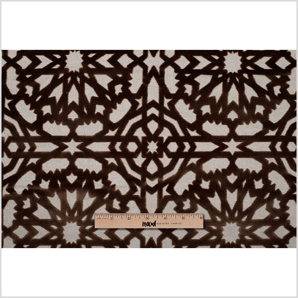 Turkish Bittersweet Brown Geometric Polyester-Acrylic-Flax Flocked Chenille - Full Turkish Bittersweet Brown Geometric Polyester-Acrylic-Flax Flocked Chenille - Full