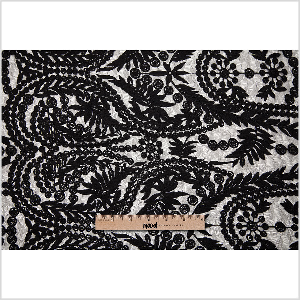 Black Floral Nylon Lace Folded Black Floral Nylon Lace Folded