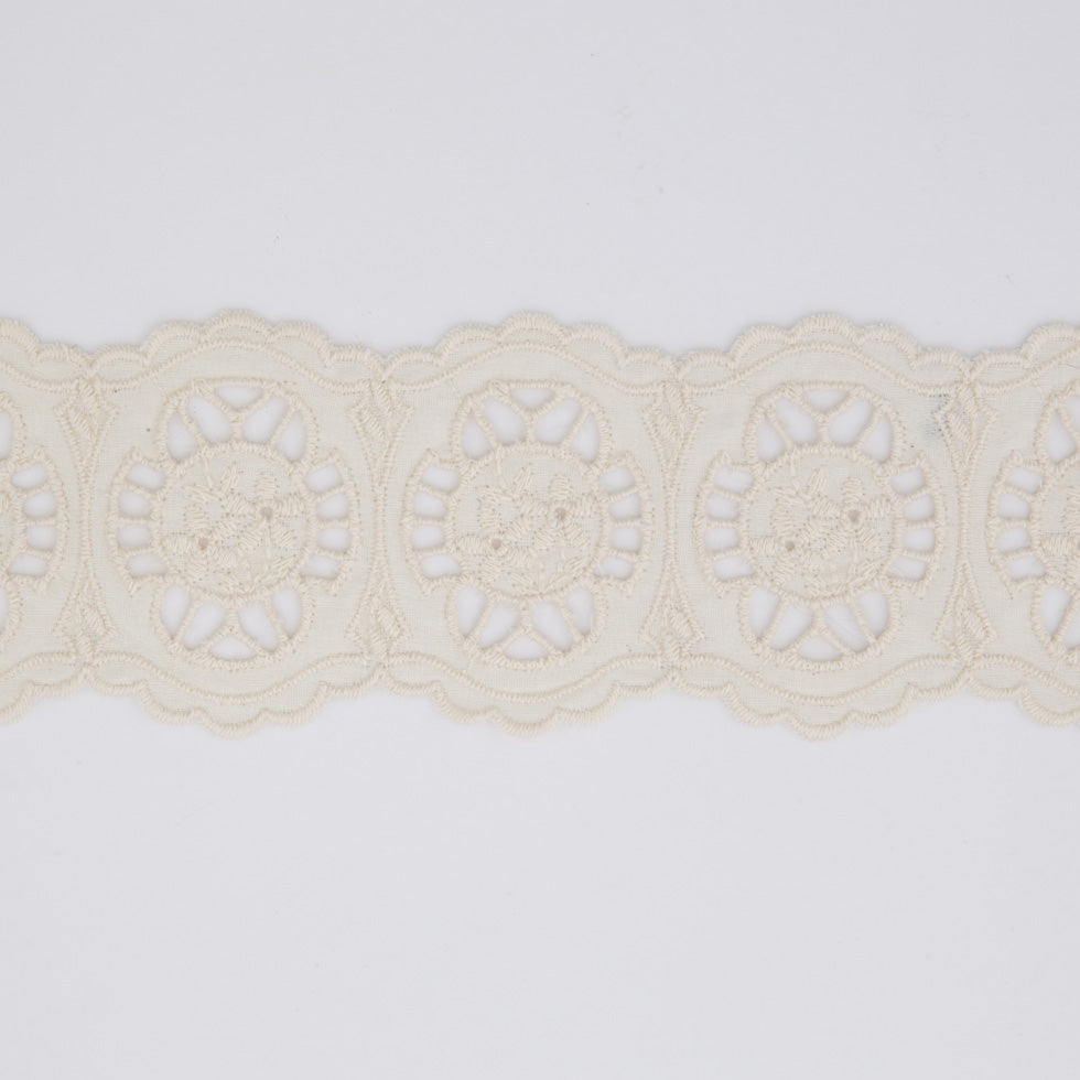 3 Italian Ecru Cotton Eyelet Trim 3 Italian Ecru Cotton Eyelet Trim