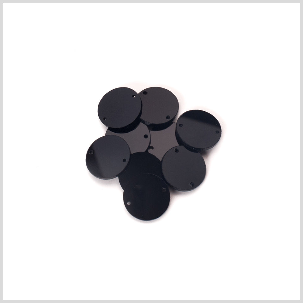 Black Laminate 2-Hole Round Plastic Button - 50L/32mm - Detail Black Laminate 2-Hole Round Plastic Button - 50L/32mm - Detail