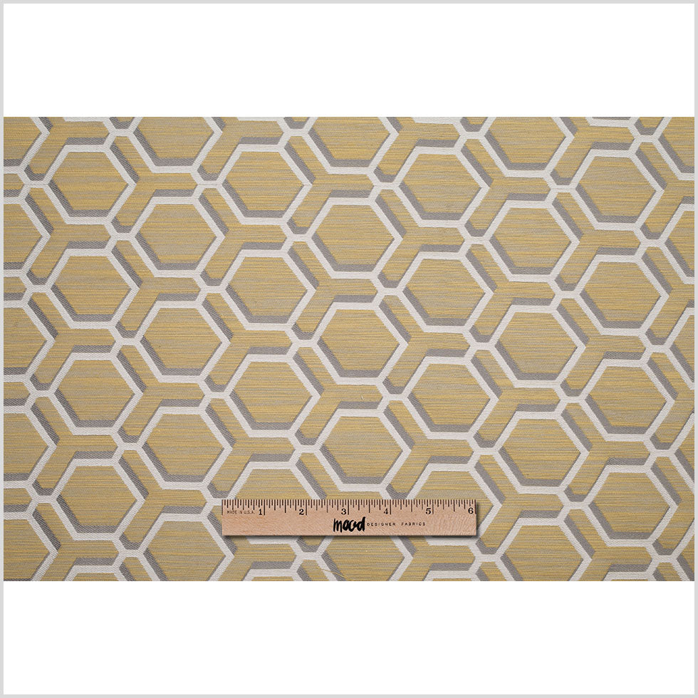 Indian Yellow/Gray Geometric Poly/Cotton Brocade Full Indian Yellow/Gray Geometric Poly/Cotton Brocade Full