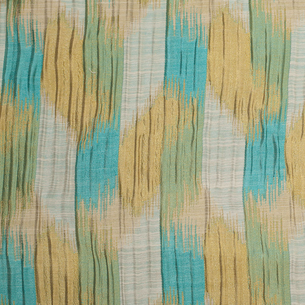 Indian Blue/Gold Ikat-Like Poly/Cotton Brocade Indian Blue/Gold Ikat-Like Poly/Cotton Brocade