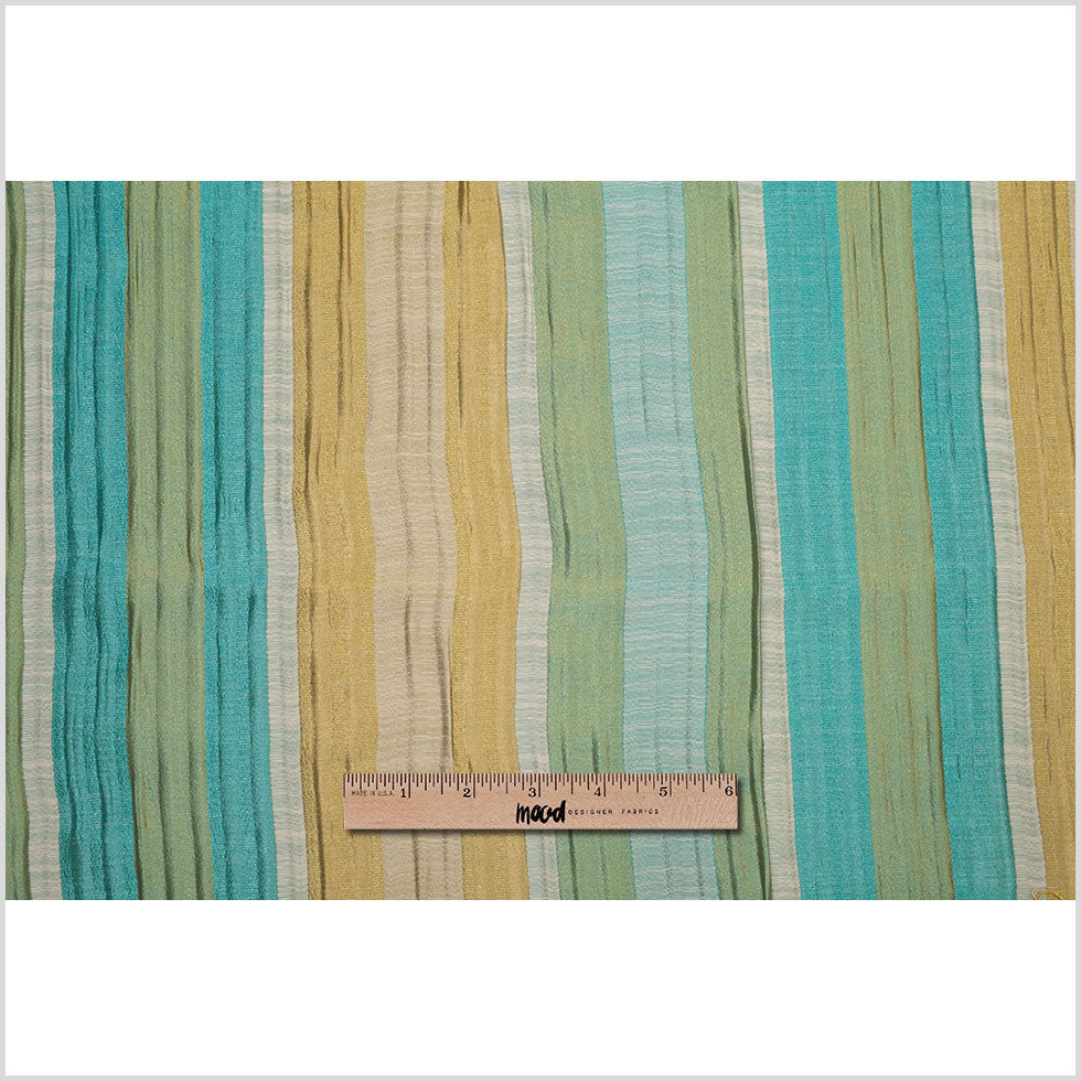 Indian Blue/Gold Striped Poly/Cotton Brocade - Full Indian Blue/Gold Striped Poly/Cotton Brocade - Full