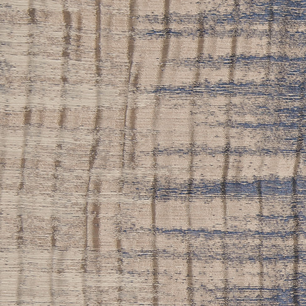 Indian Blue/Beige Geometric Striped Polyester-Cotton Brocade - Detail Indian Blue/Beige Geometric Striped Polyester-Cotton Brocade - Detail