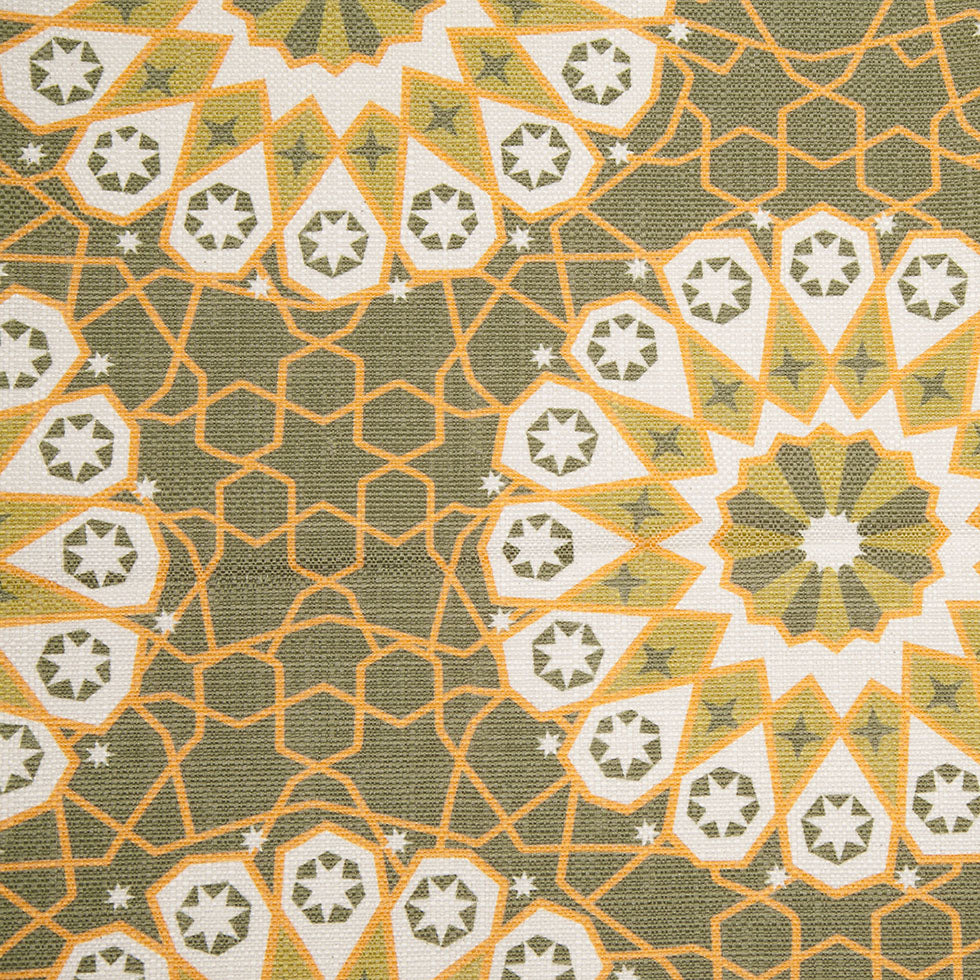 Spanish Green Geometric Poly/Cotton Canvas Spanish Green Geometric Poly/Cotton Canvas