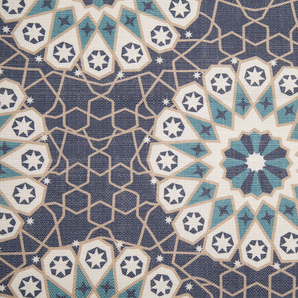 Spanish Navy/Beige Geometric Poly/Cotton Canvas Spanish Navy/Beige Geometric Poly/Cotton Canvas