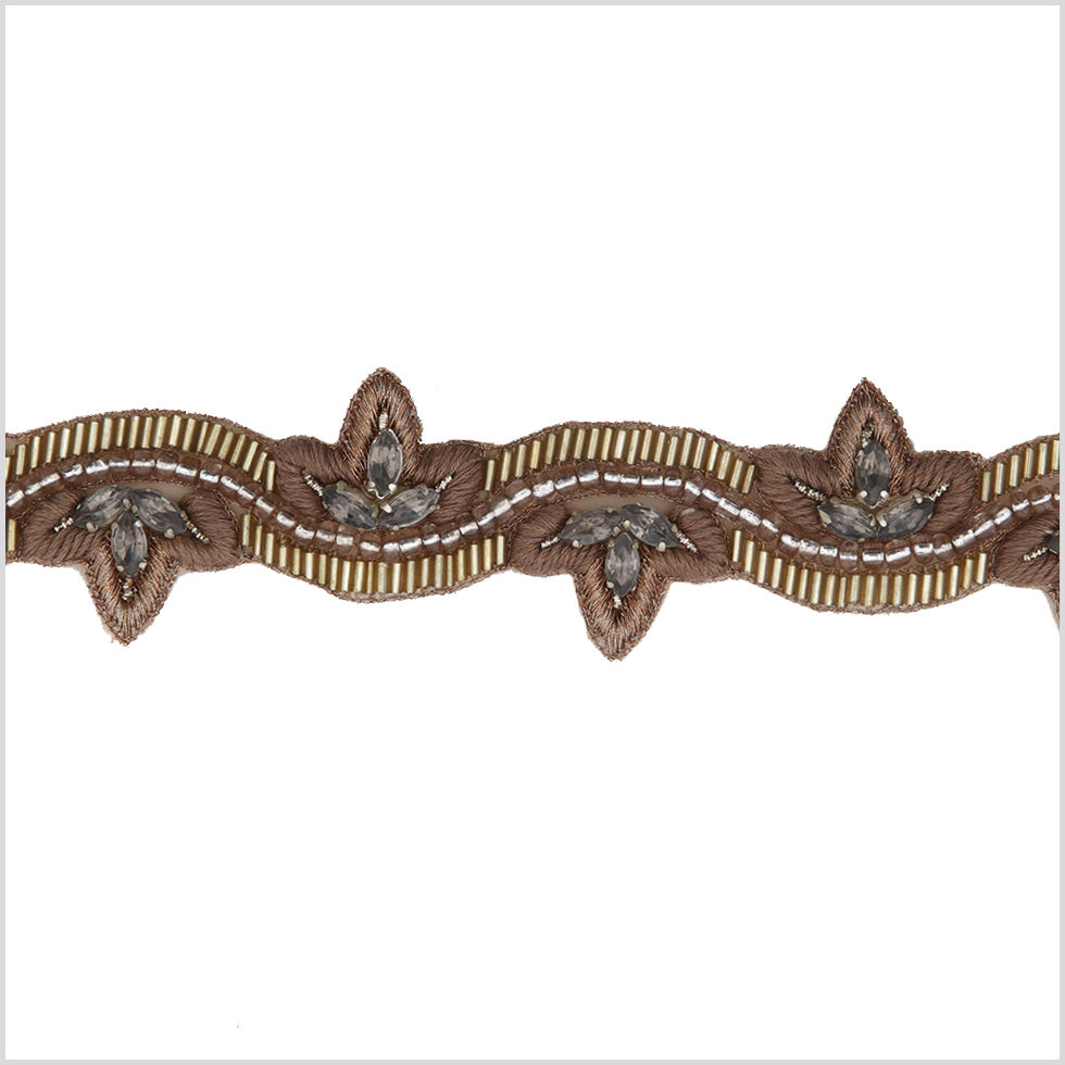 1.5" Gold/Copper Beaded Rhinestone Trim 1.5" Gold/Copper Beaded Rhinestone Trim