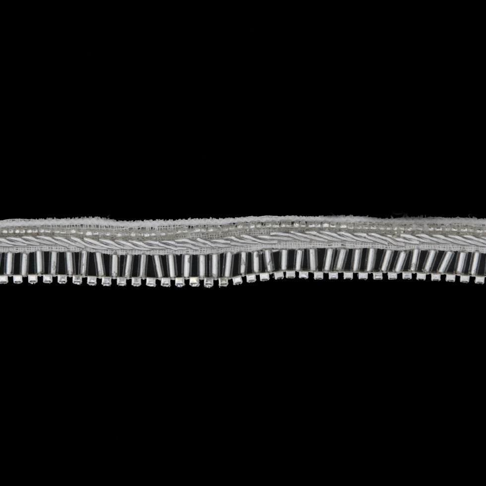 0.5 Pearl Ivory/Silver Beaded Rhinestone Trim 0.5 Pearl Ivory/Silver Beaded Rhinestone Trim