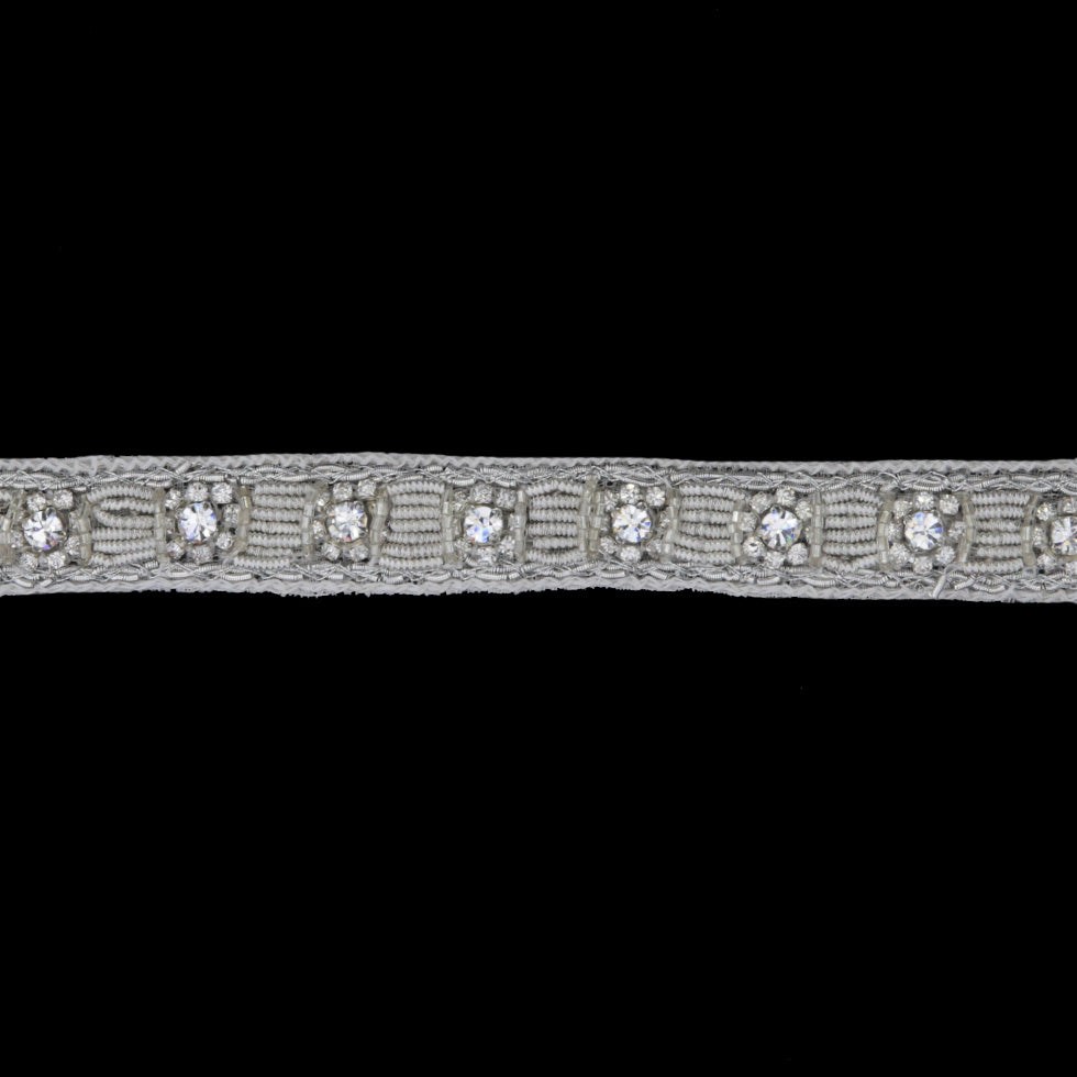 0.625" Silver/Silver Beaded Rhinestone Trim 0.625" Silver/Silver Beaded Rhinestone Trim