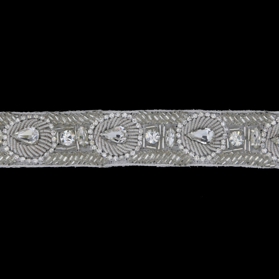 1 Silver/White Beaded Rhinestone Trim 1 Silver/White Beaded Rhinestone Trim