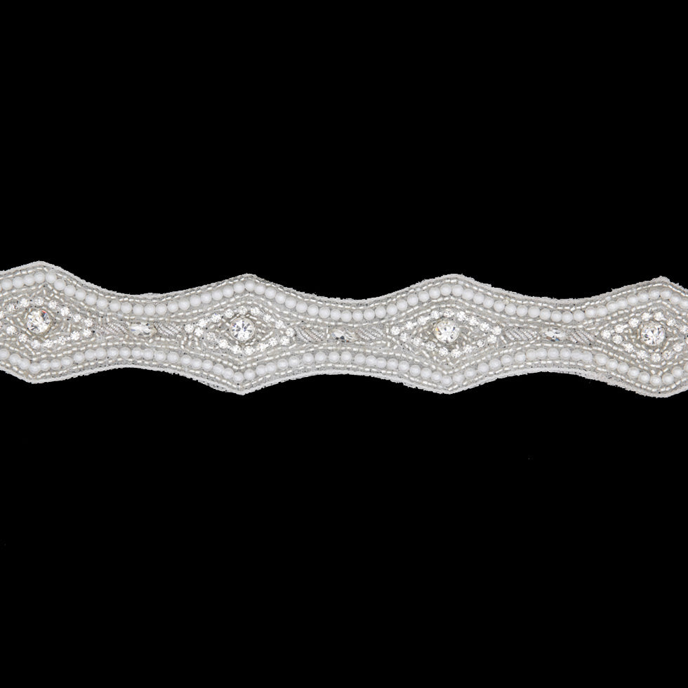 1.625 Pearl White/Silver Beaded Rhinestone Trim 1.625 Pearl White/Silver Beaded Rhinestone Trim