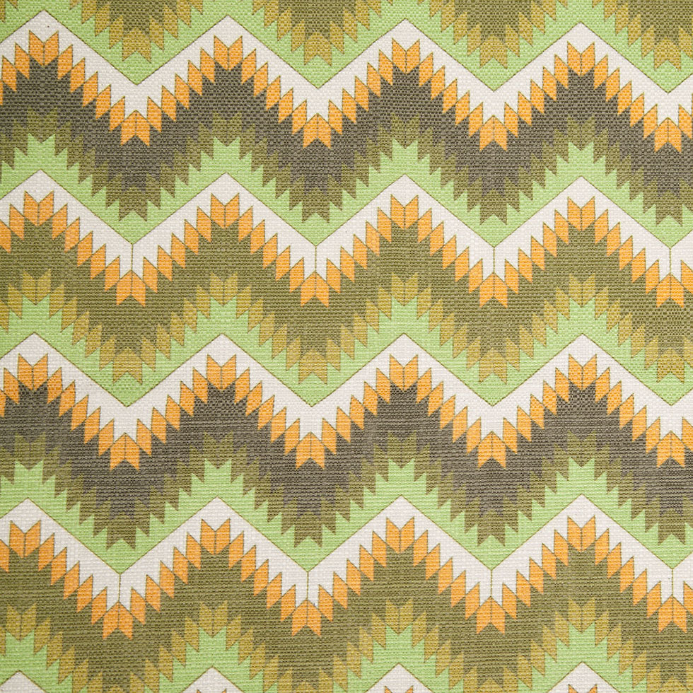 Spanish Green/Orange Geometric Poly/Cotton Canvas Spanish Green/Orange Geometric Poly/Cotton Canvas