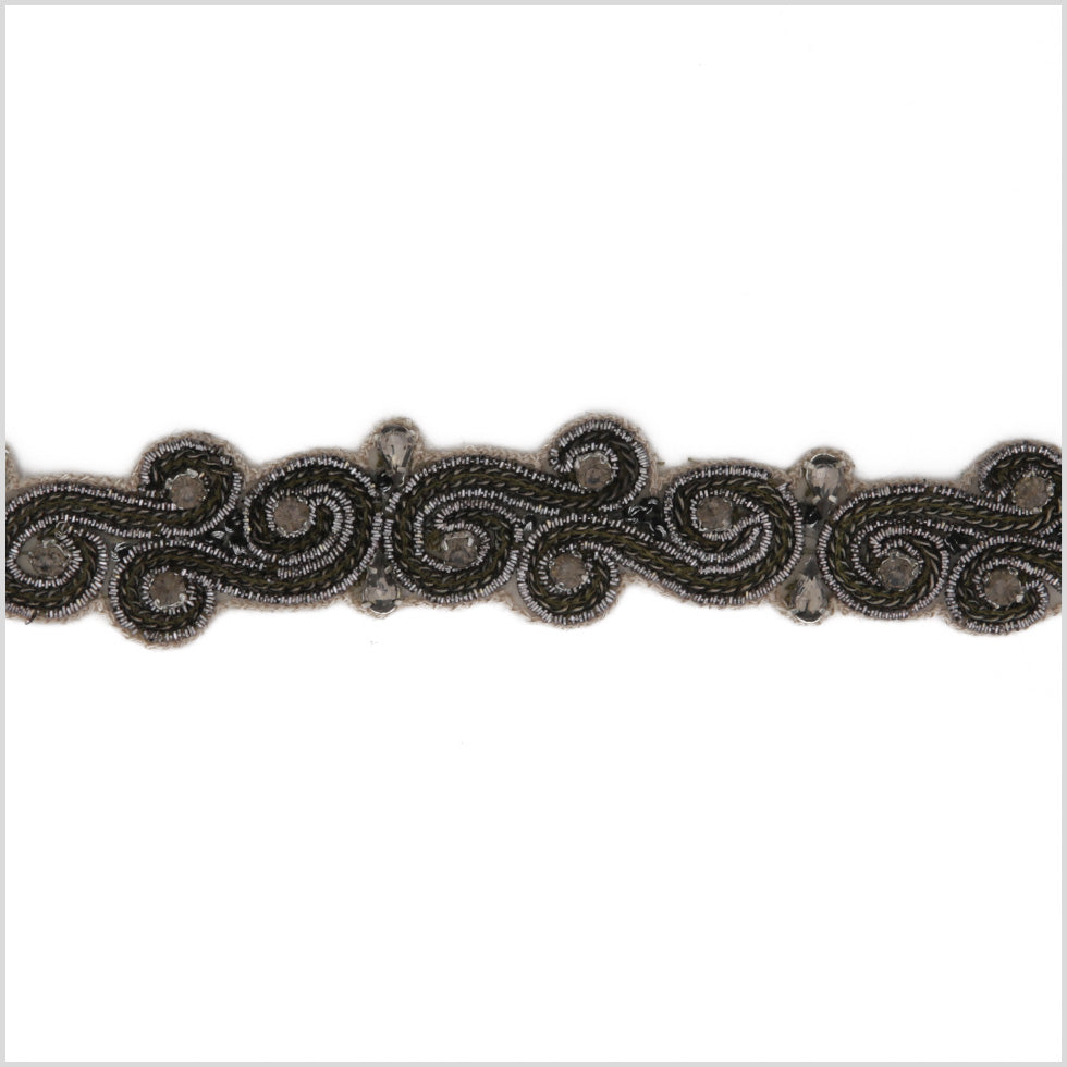 1 Gunmetal Beaded Rhinestone Trim 1 Gunmetal Beaded Rhinestone Trim