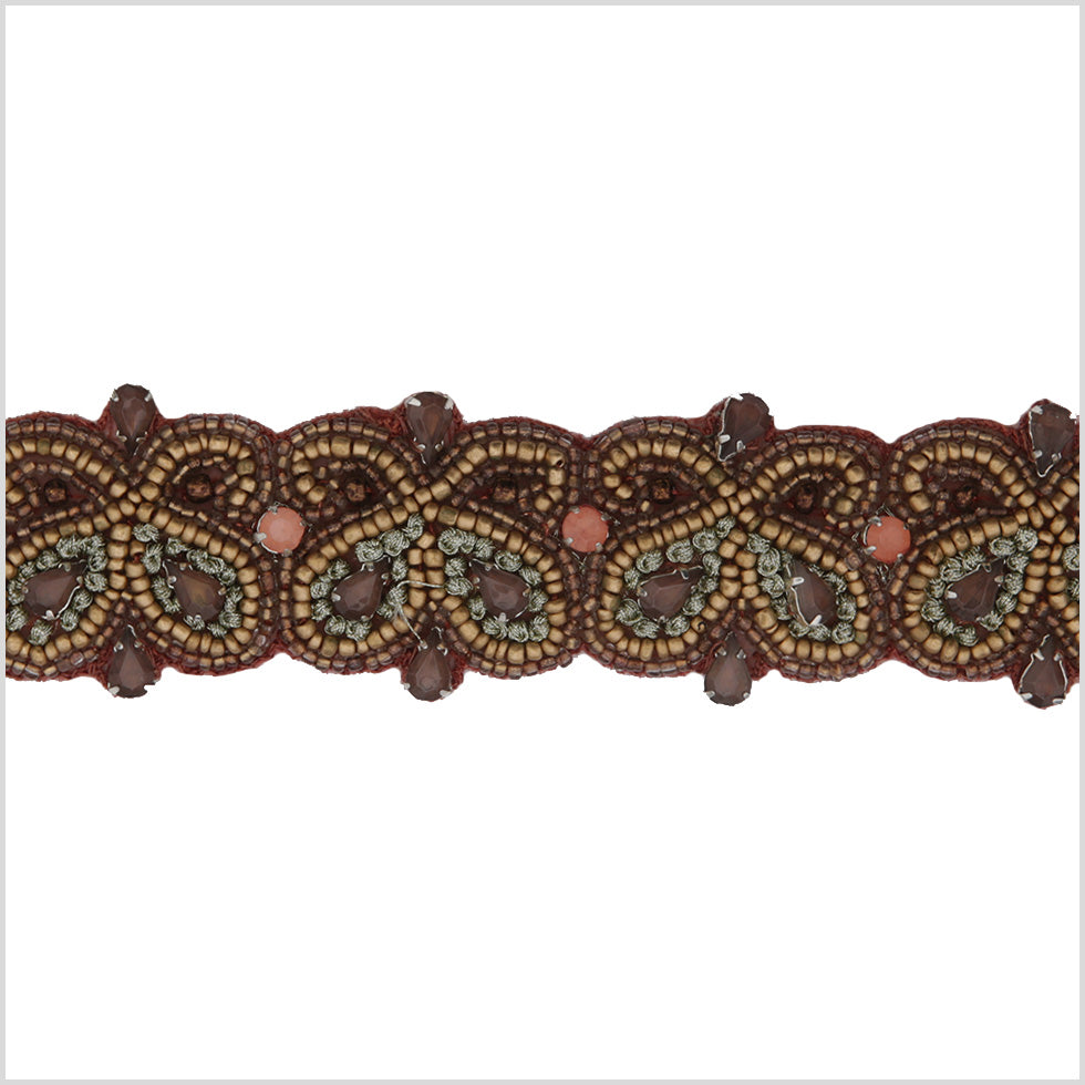 1.5 Dusty Rose Beaded Rose Trim 1.5 Dusty Rose Beaded Rose Trim