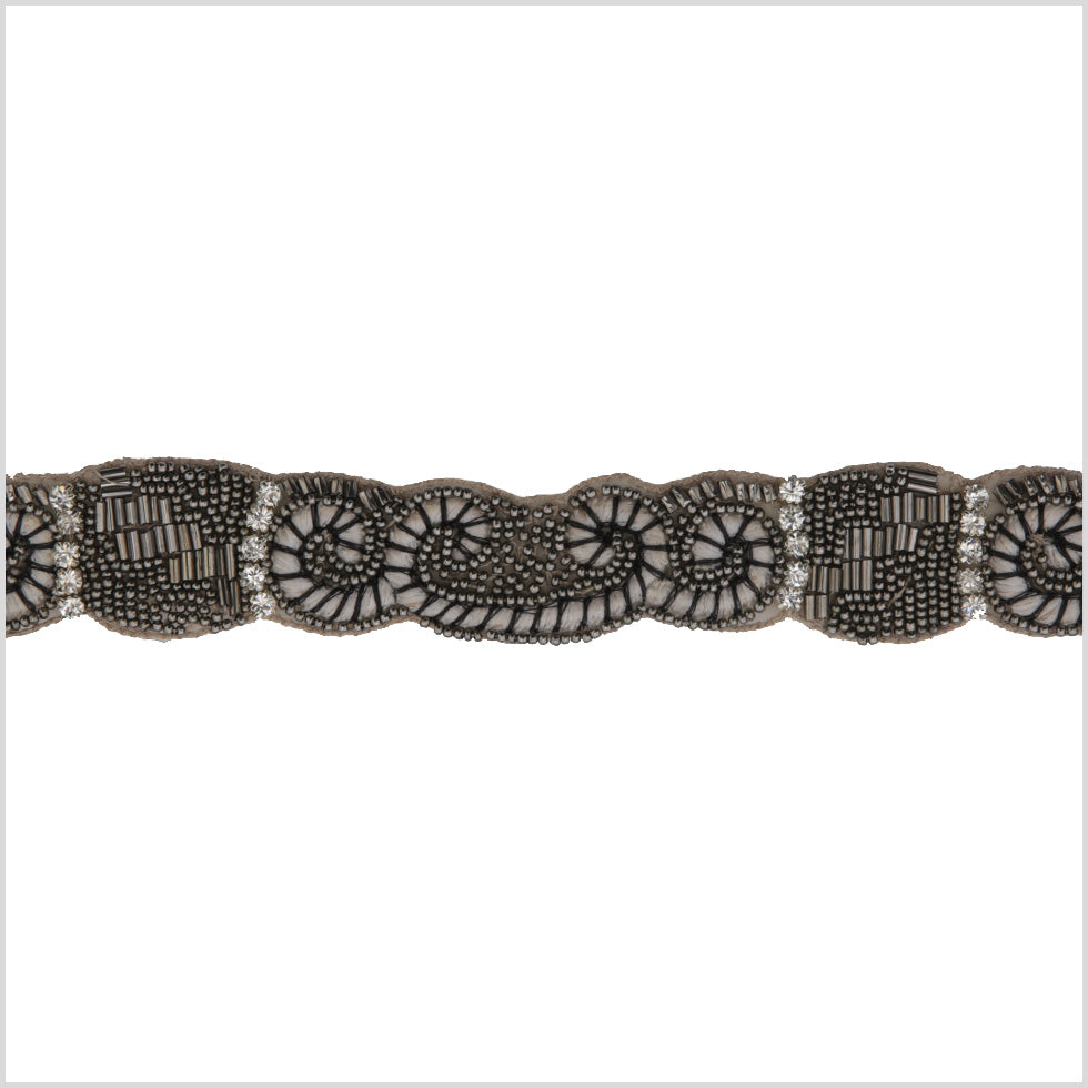 1" Silver/Gunmetal Beaded Rhinestone Trim 1" Silver/Gunmetal Beaded Rhinestone Trim