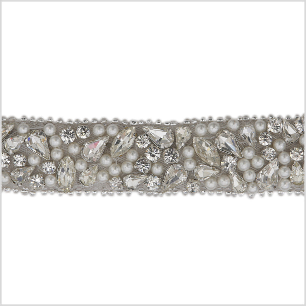 1 Silver Beaded Rhinestone Trim 1 Silver Beaded Rhinestone Trim